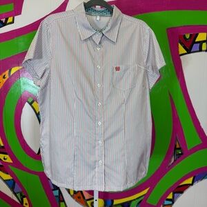 Cinch, White and Red Button Down Short Sleeve Shirt Size XXL. Excellent cond!